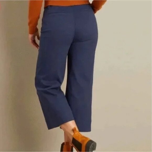 Duluth Trading Company Workday Warrior Chinos - Navy Blue Cropped Wide-Leg Pants - Picture 2 of 7